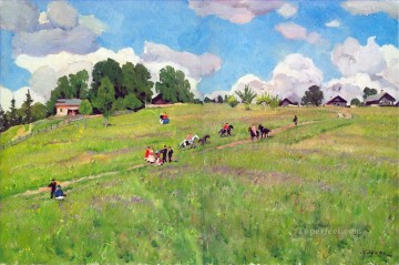  Konstantin Lienzo - vacaciones rurales en la colina ligachrvo 1923 Konstantin Yuon